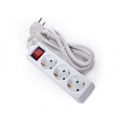 Enchufe Multiple - 3 Tomas Schuko - Protección Infantil - Cable 3G 1,5Mm2 1,5M - Interruptor