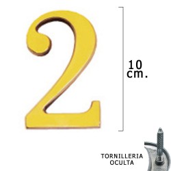 Numero Latón "2" 10 cm. con Tornilleria Oculta (Blister 1...