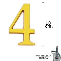 Numero Latón "4" 10 cm. con Tornilleria Oculta (Blister 1...