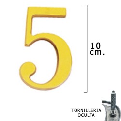 Numero Latón "5" 10 cm. con Tornilleria Oculta (Blister 1...