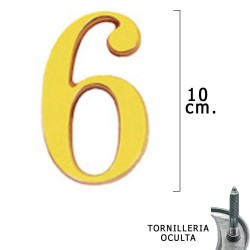 Numero Latón "6" 10 cm. con Tornilleria Oculta (Blister 1...