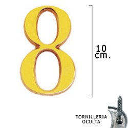 Numero Latón "8" 10 cm. con Tornilleria Oculta (Blister 1...