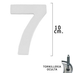 Numero Metal "7" Plateado Mate 10 cm. con Tornilleria...