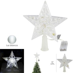 Luces Navidad Estrella Para Arbol Luz Blanca A Pilas